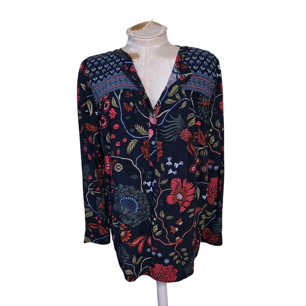 Loft Floral Tunic Boho Top womens blouse Size Small